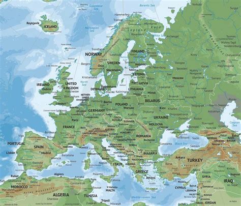 vector map  europe continent physical  stop map