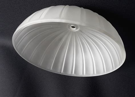 vintage frosted lamp shade ceiling light globe  domed ribbed pendant holophane style satin