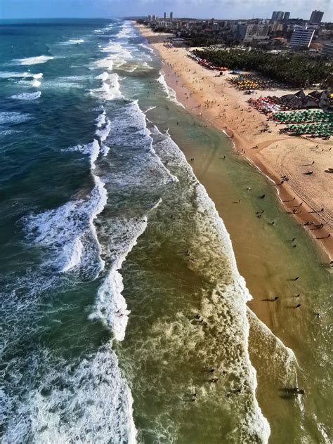 aerial view  praia  futuro beach fortaleza ceara brazil   paraglider flight legs