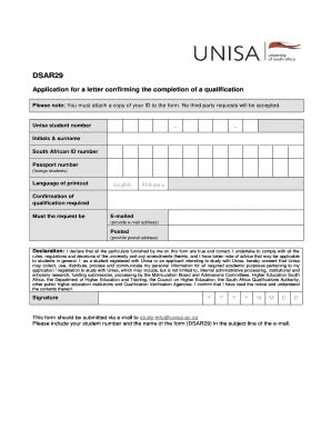 unisa aod form fill  printable fillable blank pdffiller