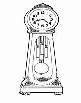Clock Grandfather Coloring Pages Draw Cartoon Clocks Color sketch template