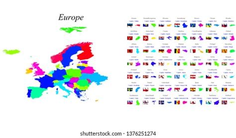europe map countries national flags stock illustration