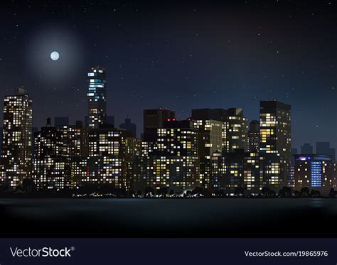 night city skyline royalty  vector image vectorstock