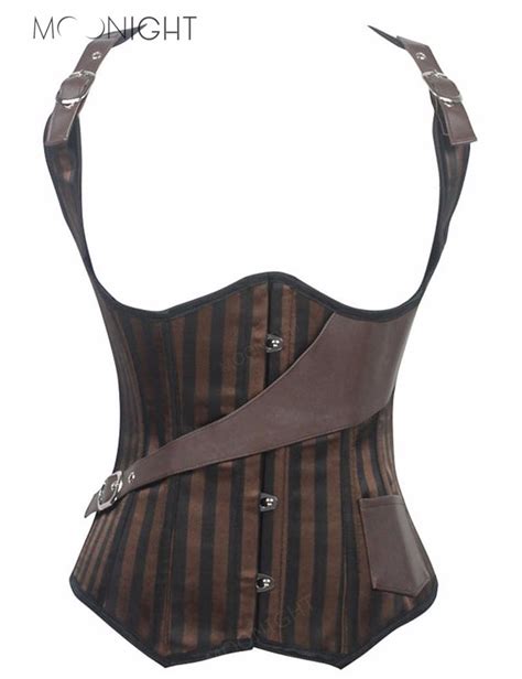 moonight 2018 sexy steel boned corset harness underbust waist corsets