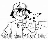 Pikachu Ash Coloring Pokemon Pages sketch template
