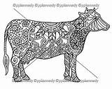 Zentangle Cow Coloring sketch template