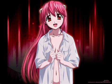 Blush Breasts Cleavage Elfen Lied Horns Long Hair Lucy