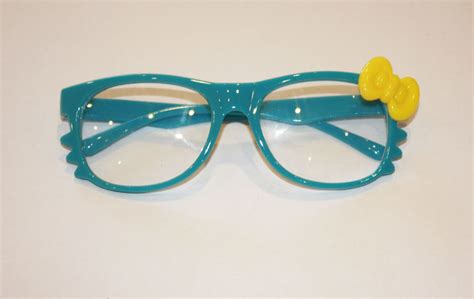Cute Clear Blue Hello Kitty Glasses With Yellow Bow 8 00 Via Etsy
