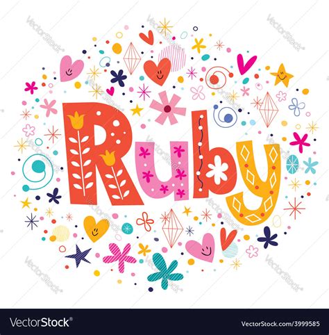 ruby female name decorative lettering type design vector image