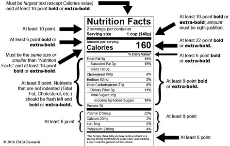 fda nutrition facts label font style  size