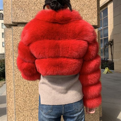 custom color and size genuine fox fur jackets sex women fur jacket coat