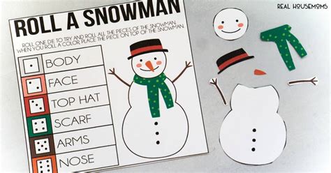 roll  snowman printable game  perfect  classroom holiday