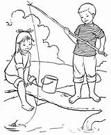 Coloring Pages Fishing Summer Kids Printable Boy Girl Fish Sheets Activities Clipart Sheet Print Holiday Summertime Catch Help Drawings Popular sketch template