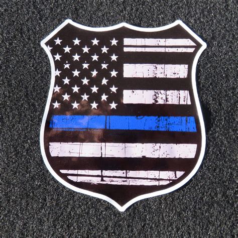 thin blue  police badge vinyl decal mce designs