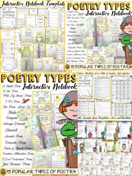 poetry bundle inb interactive notebook printables qr code cards