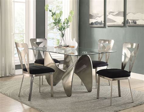 joshua modern antique silver glass table  chairs
