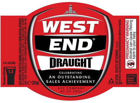 west  draught   ml stubby labels  picture andor text bee  brand