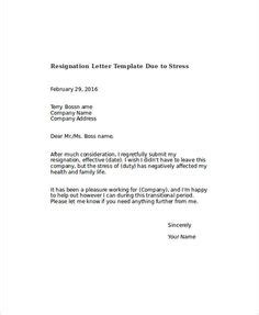 resignation letter due  stress template   google