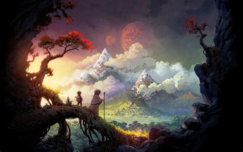 fantasy anime beautiful landscapes fantasy anime scenery images stock  vectors