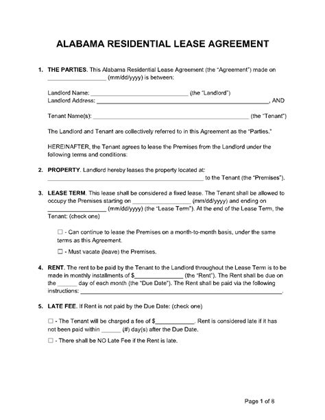 alabama lease agreement template