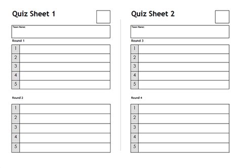 trivia night answer sheet template downjload
