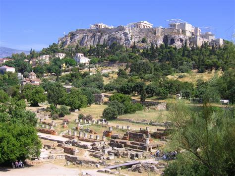 view  acropolis  ancient agora photo  thission  athens greececom