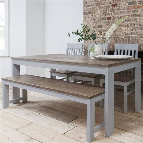 hever dining table   chairs  bench  grey  dark pine noea