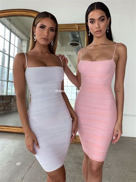 Sexy Bodycon Low Cut Pink Short Tight Homecoming Dresses Evening Party