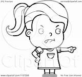 Angrily Pointing Clipart Girl Cartoon Thoman Cory Outlined Coloring Vector Clip Royalty Clipartof sketch template