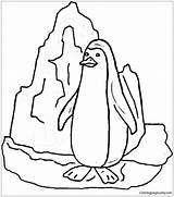 Penguin Near Coloring Iceberg Pages Color sketch template