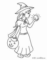 Witch Crystal Ball Into Her Looks Coloring Hellokids Print Color Online Pages sketch template