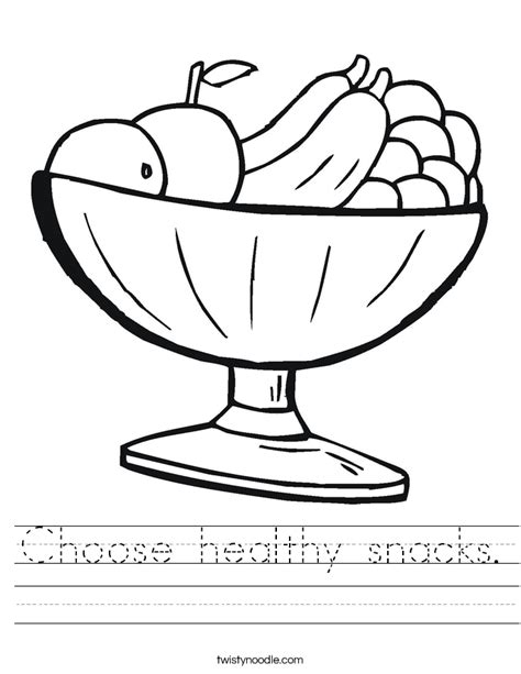 choose healthy snacks worksheet twisty noodle