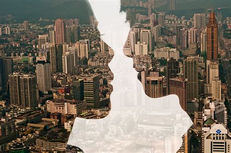 city silhouettes multiple exposure portraits  jasper james