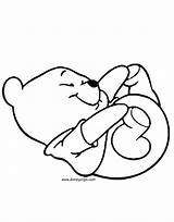 Pooh Coloring Baby Pages Disney Winnie Bear Printable sketch template