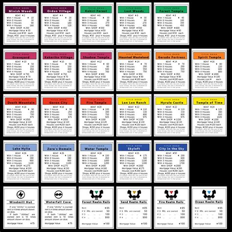 excellent monopoly board template monopoly cards card template