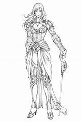 Swordswoman Heroic Widermann Armor Guerriere Personnages Manga Colouring Adulte Wieringo Twin sketch template