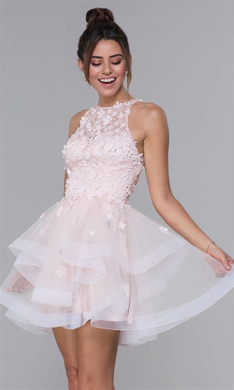 Lace Bodice Tulle Short Homecoming Dress Promgirl