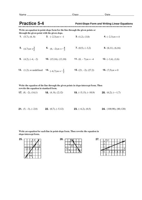 point slope form worksheet  writing equations  lines worksheet