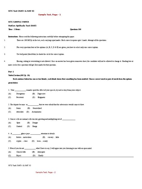 nts  papers  multiple choice test assessment