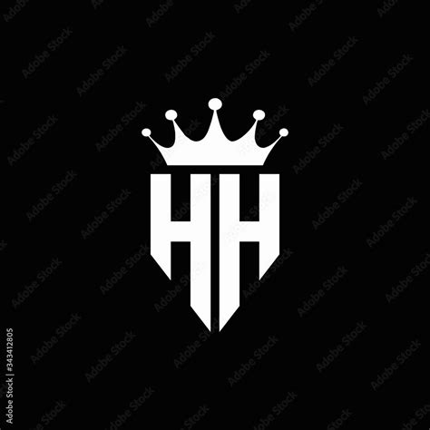 hh logo monogram emblem style  crown shape design template stock