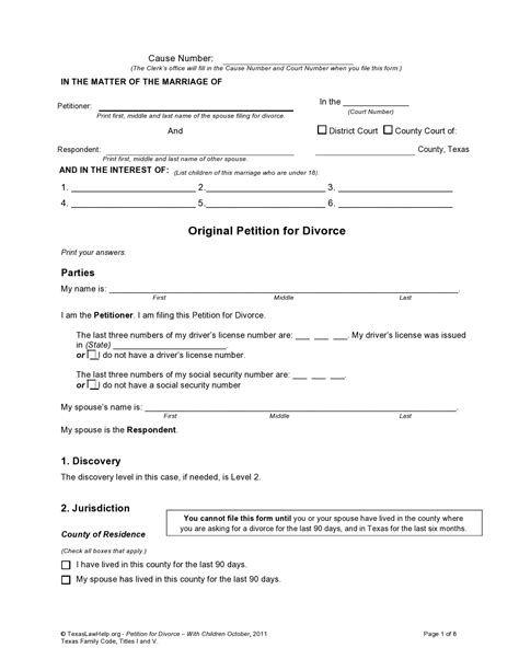 fake divorce papers printable