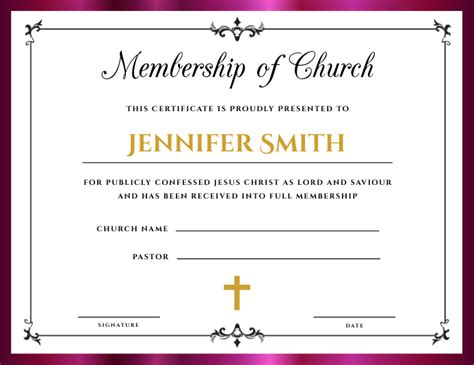 church membership certificate template printable templates
