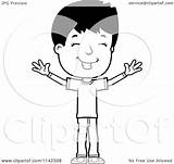 Boy Teenage Adolescent Cartoon Clipart Arms Happy Open Cory Thoman Outlined Coloring Vector 2021 Clipartof sketch template