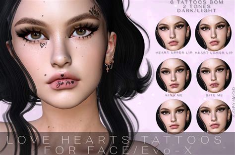Second Life Marketplace Seduction Tattoos Love Tattoos For Face