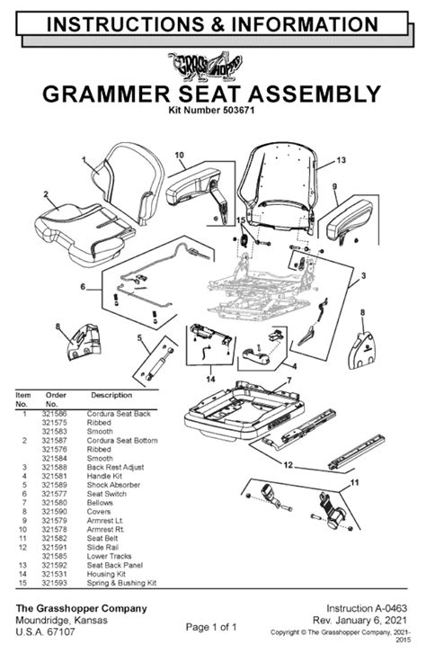 grammer seat parts breakdownthe mower shop