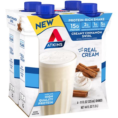 atkins protein shake  glycemic high protein creamy cinnamon swirl