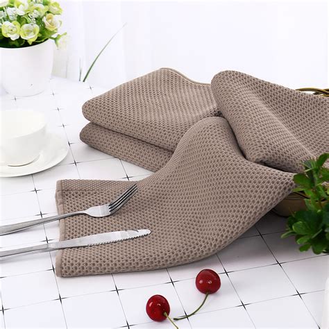 extra soft absorbent waffle kitchen towel dishcloth set includes  kitchen towels brown