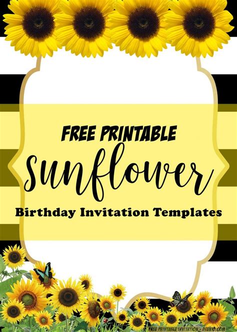 printable sunflower birthday invitation templates