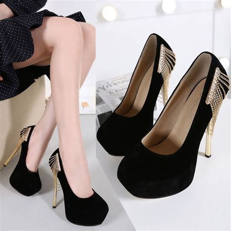 suede  chain high heel shoes heels fashion high heels