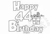 Birthday Happy 44 Coloring 44th sketch template
